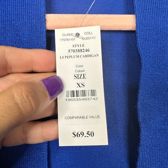 NWT White House Black Market Cardigan XS Blue Long Sleeve Open Cobalt #WHBM2 - Picture 6 of 9